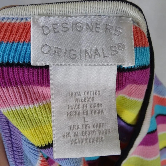 Designers Originals Open Front Ribbed Knit Cardigan Sweater Women Size L Stripe - Picture 4 of 5